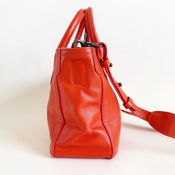 Beck Beckini Bag Tote Crossbody Satchel Italian Pebble Leather Logo Embossed - Picture 6 of 13